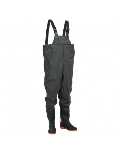 Wader da Pesca con Pettorina e Stivali Verde Scuro Taglia 39