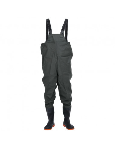 Wader da Pesca con Pettorina e Stivali Verde Scuro Taglia 39