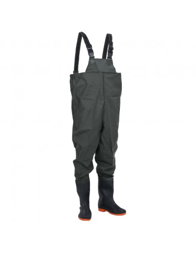 Wader da Pesca con Pettorina e Stivali Verde Scuro Taglia 40