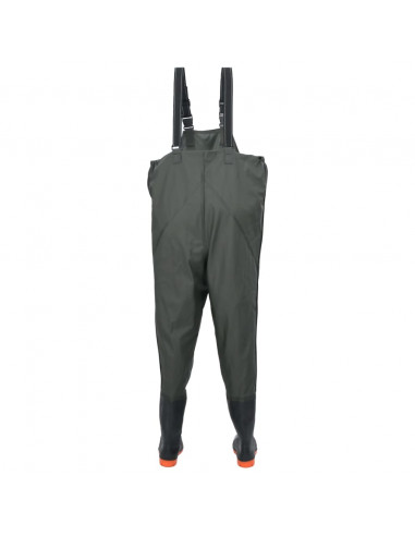 Wader da Pesca con Pettorina e Stivali Verde Scuro Taglia 40