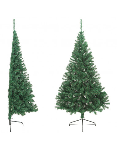 Albero di Natale Artificiale Metà con Supporto Verde 240 cm PVC