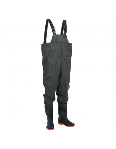 Wader da Pesca con Pettorina e Stivali Verde Scuro Taglia 44