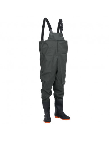 Wader da Pesca con Pettorina e Stivali Verde Scuro Taglia 45