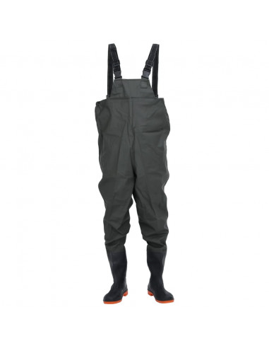 Wader da Pesca con Pettorina e Stivali Verde Scuro Taglia 45