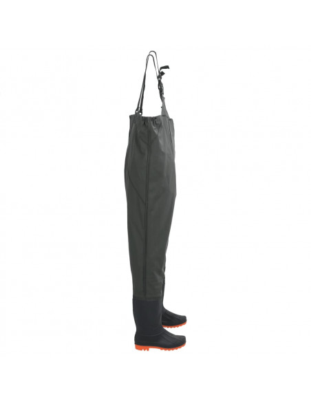 Wader da Pesca con Pettorina e Stivali Verde Scuro Taglia 45
