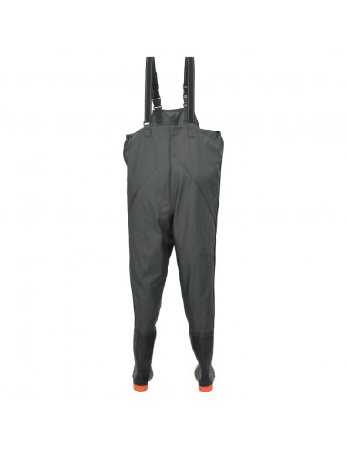 Wader da Pesca con Pettorina e Stivali Verde Scuro Taglia 45