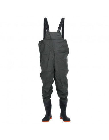 Wader da Pesca con Pettorina e Stivali Verde Scuro Taglia 46