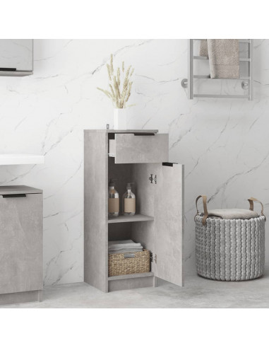 Armadio da Bagno Grigio Cemento 32x34x90cm in Legno Multistrato