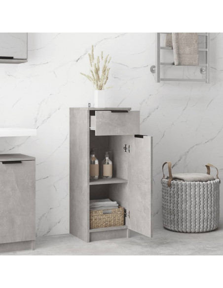 Armadio da Bagno Grigio Cemento 32x34x90cm in Legno Multistrato