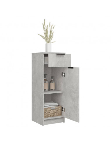 Armadio da Bagno Grigio Cemento 32x34x90cm in Legno Multistrato