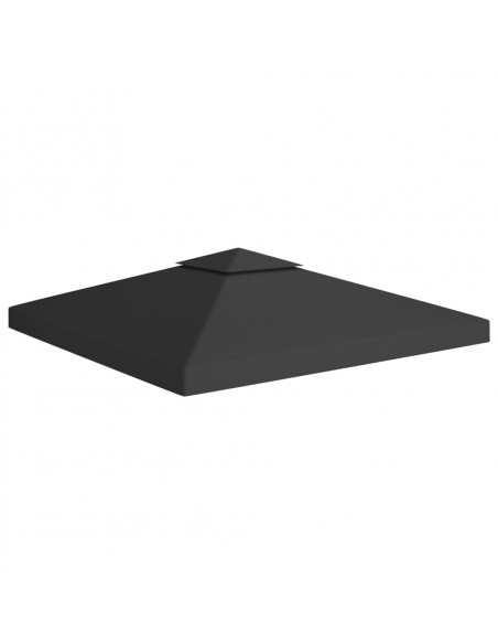 Copertura Superiore per Gazebo a 2 Strati 310 g/m² 3x3 m Nera
