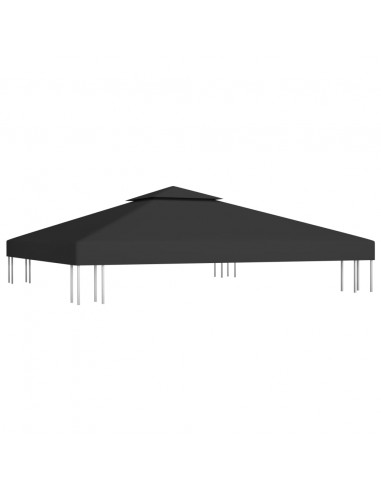 Copertura Superiore per Gazebo a 2 Strati 310 g/m² 3x3 m Nera