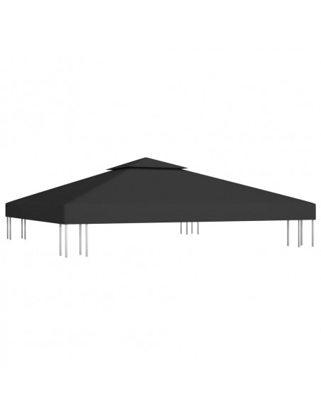 Copertura Superiore per Gazebo a 2 Strati 310 g/m² 3x3 m Nera
