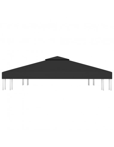 Copertura Superiore per Gazebo a 2 Strati 310 g/m² 3x3 m Nera