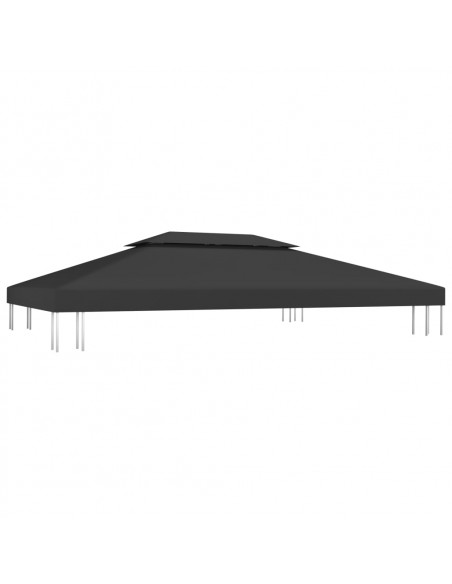 Copertura Superiore per Gazebo a 2 Strati 310 g/m² 4x3 m Nera