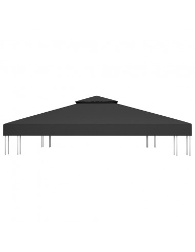 Copertura Superiore per Gazebo a 2 Strati 310 g/m² 4x3 m Nera
