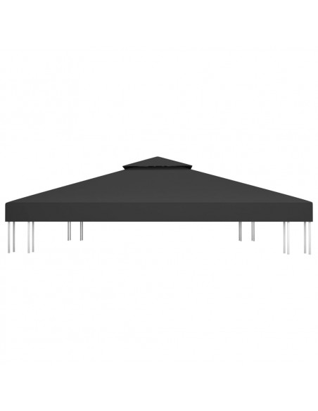 Copertura Superiore per Gazebo a 2 Strati 310 g/m² 4x3 m Nera