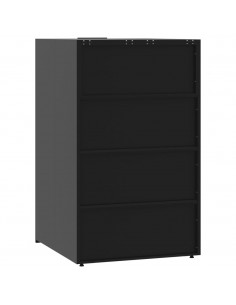 Copribidone con Ruote per Bidone Singolo Nero 69x79x117 Acciaio