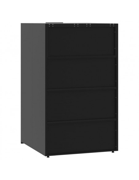 Copribidone con Ruote per Bidone Singolo Nero 69x79x117 Acciaio