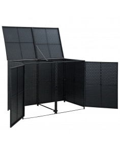 Copribidone Doppio per Spazzatura Polyrattan Nero 148x80x111 cm