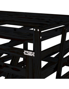 Copribidone Quadruplo Nero in Legno Massello di Pino