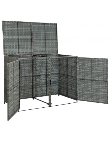 Copribidone Rifiuti Doppio in Polyrattan Antracite 148x77x111cm