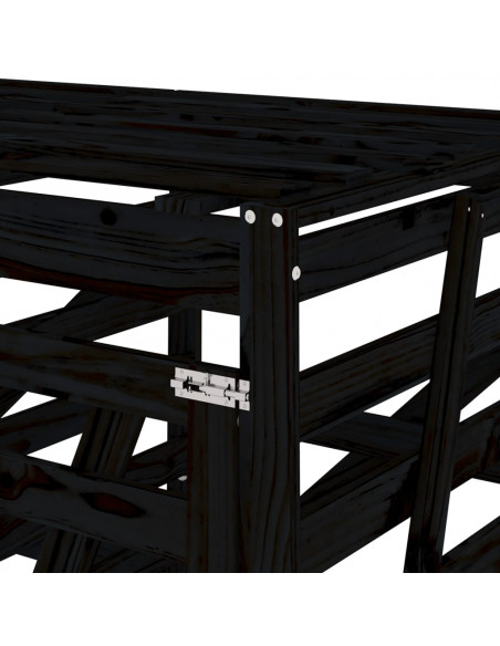 Copribidone Triplo Nero in Legno Massello di Pino