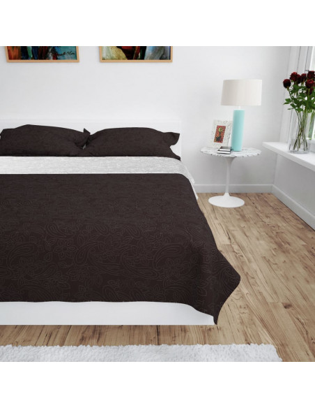 Copriletto Double-Face Trapuntato 170x210 cm Crema e Marrone