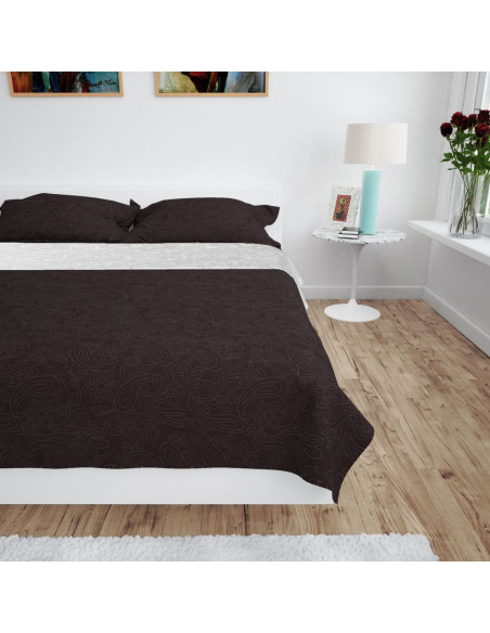Copriletto Double-Face Trapuntato 230x260 cm Crema e Marrone