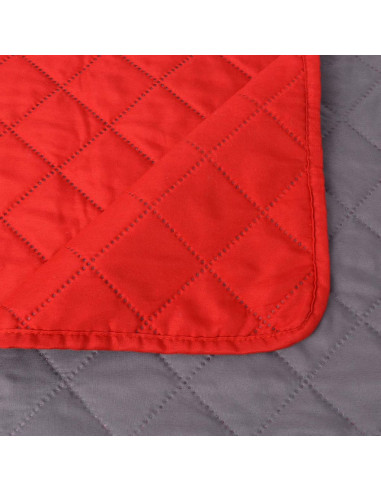 Copriletto Double-Face Trapuntato Rosso e Grigio 220x240 cm
