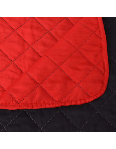 Copriletto Double-Face Trapuntato Rosso e Nero 230x260 cm