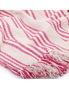 Copriletto in Cotone a Righe 125x150 cm Rosa e Bianco