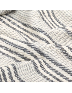 Copriletto in Cotone a Righe 220x250 cm Grigio e Bianco