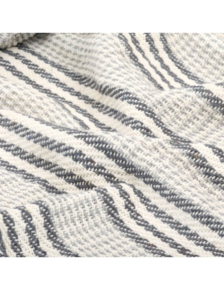 Copriletto in Cotone a Righe 220x250 cm Grigio e Bianco