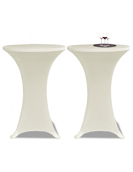 Copritavolo ?60 cm Crema Tessuto elasticizzato 2 pezzi