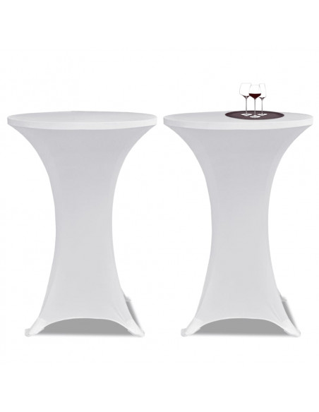 Copritavolo ?70 cm Bianco Tessuto elasticizzato 2 pezzi