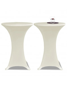 Copritavolo ?70 cm Crema Tessuto elasticizzato 2 pezzi