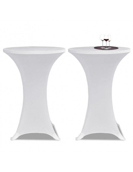Copritavolo ?80 cm Bianco Tessuto elasticizzato 2 pezzi