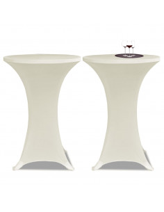 Copritavolo ?80 cm Crema Tessuto elasticizzato 2 pezzi