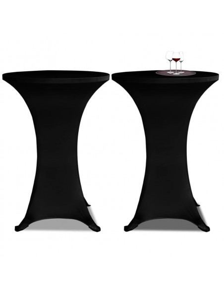 Copritavolo Ø 60 cm Nero Tessuto elasticizzato 2 pezzi