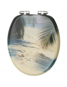 Copriwater 2 pz Chiusura Ammortizzata in MDF Design Spiaggia