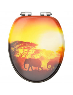 Copriwater 2 pz con Chiusura Ammortizzata in MDF Design Savana