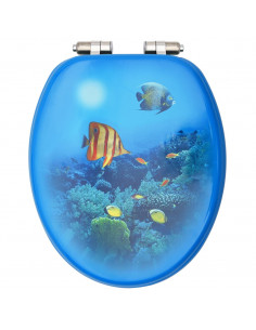 Copriwater 2 pz con Chiusura Ammortizzata in MDF Fondo Mare