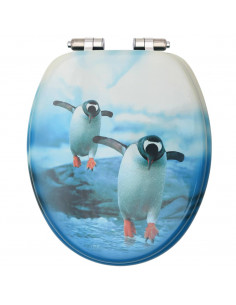 Copriwater 2 pz con Chiusura Ammortizzata in MDF Pinguino