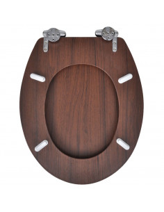 Copriwater a Chiusura Ammortizzata 2 pz in MDF Marrone