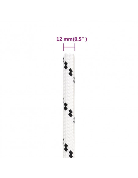 Corda Intrecciata per Barca Bianca 12 mm x 25 m Poliestere