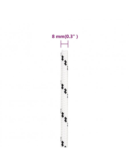 Corda Intrecciata per Barca Bianca 8 mm x 25 m Poliestere