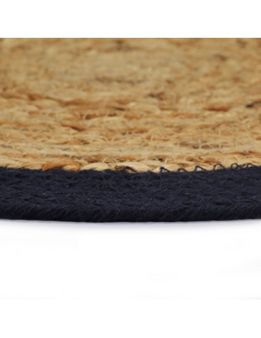 Tovagliette 4 pz Naturale e Blu Marino 38 cm in Juta e Cotone