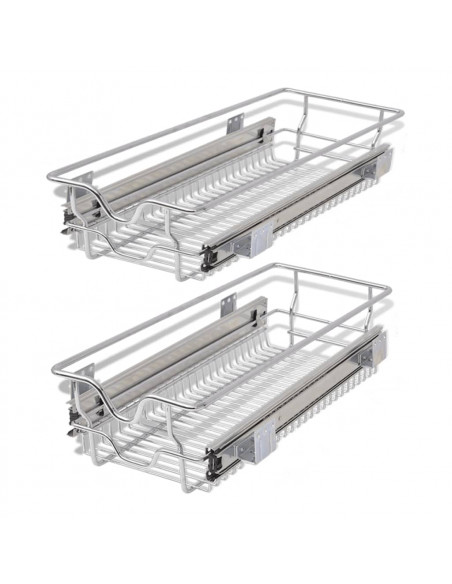 Cestelli a Rete Scorrevoli 2 pz Argento 300 mm