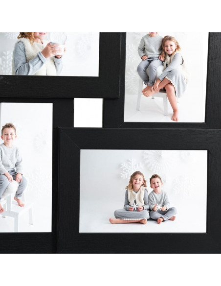 Cornice Multipla per 4 Foto 10x15cm Nera in MDF